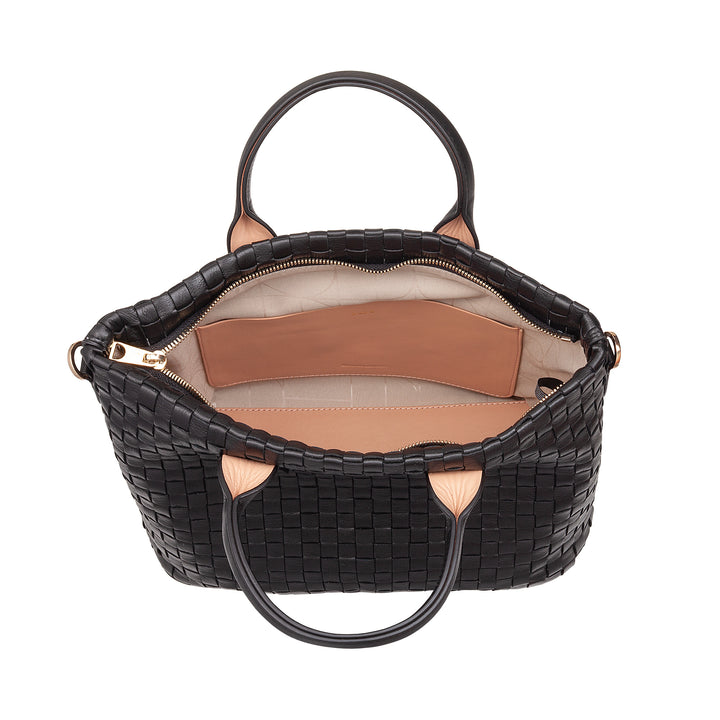 DUDU Borsa a Tracolla Donna in Vera Pelle Intrecciata – Borsa a Mano Elegante con Manici, Cerniera e Tracolla Regolabile Rimovibile – Borsetta Capiente per Ufficio e Tempo Libero