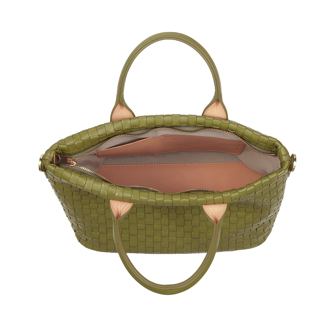 DUDU Borsa a Tracolla Donna in Vera Pelle Intrecciata – Borsa a Mano Elegante con Manici, Cerniera e Tracolla Regolabile Rimovibile – Borsetta Capiente per Ufficio e Tempo Libero