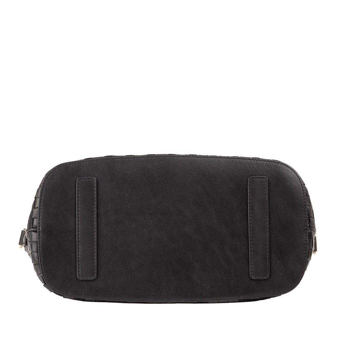 DUDU Borsa a Tracolla Donna in Vera Pelle Intrecciata – Borsa a Mano Elegante con Manici, Cerniera e Tracolla Regolabile Rimovibile – Borsetta Capiente per Ufficio e Tempo Libero