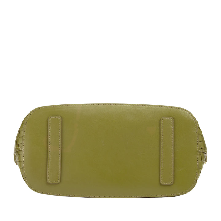 DUDU Borsa a Tracolla Donna in Vera Pelle Intrecciata – Borsa a Mano Elegante con Manici, Cerniera e Tracolla Regolabile Rimovibile – Borsetta Capiente per Ufficio e Tempo Libero