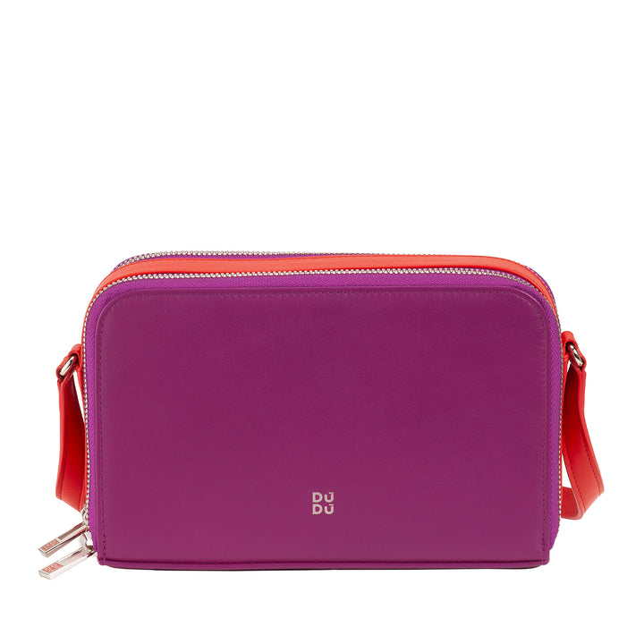DUDU Borsa a Tracolla Donna Piccola in Pelle Doppia Cerniera Portafoglio Borsa a Mano Multitasche