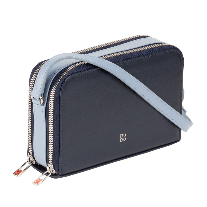 DUDU Borsa a Tracolla Donna Piccola in Pelle Doppia Cerniera Portafoglio Borsa a Mano Multitasche