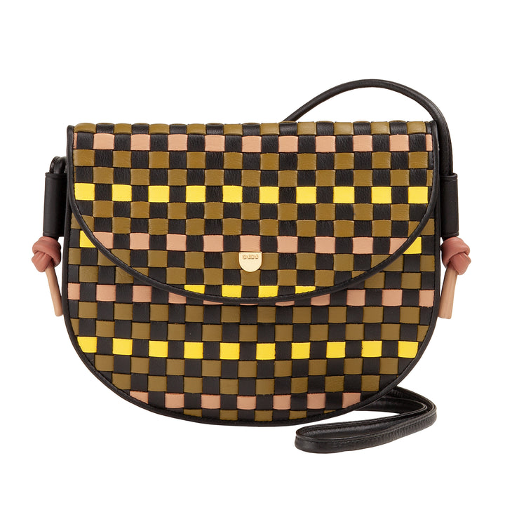 DUDU Borsa a Tracolla Piccola Intrecciata in Vera Pelle con Patta – Borsa Donna a Spalla Elegante Artigianale, Borsetta Crossbody Versatile per Uso Quotidiano ed Eventi