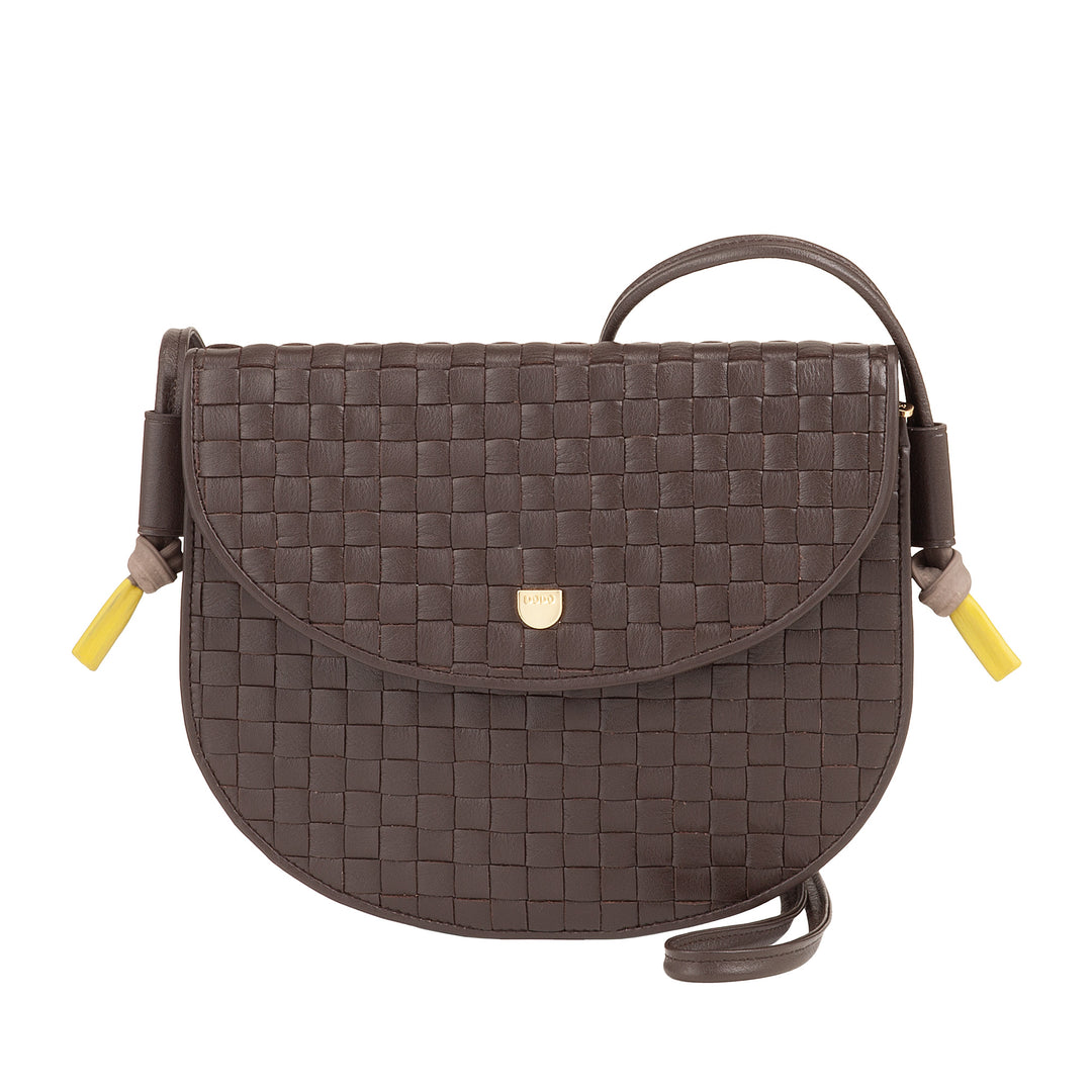 DUDU Borsa a Tracolla Piccola Intrecciata in Vera Pelle con Patta – Borsa Donna a Spalla Elegante Artigianale, Borsetta Crossbody Versatile per Uso Quotidiano ed Eventi