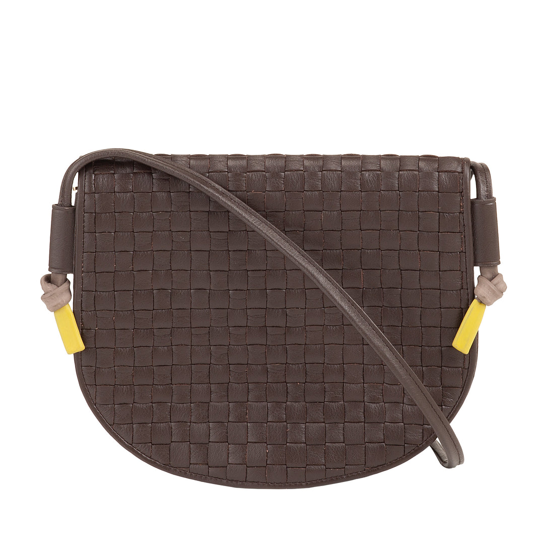 DUDU Borsa a Tracolla Piccola Intrecciata in Vera Pelle con Patta – Borsa Donna a Spalla Elegante Artigianale, Borsetta Crossbody Versatile per Uso Quotidiano ed Eventi
