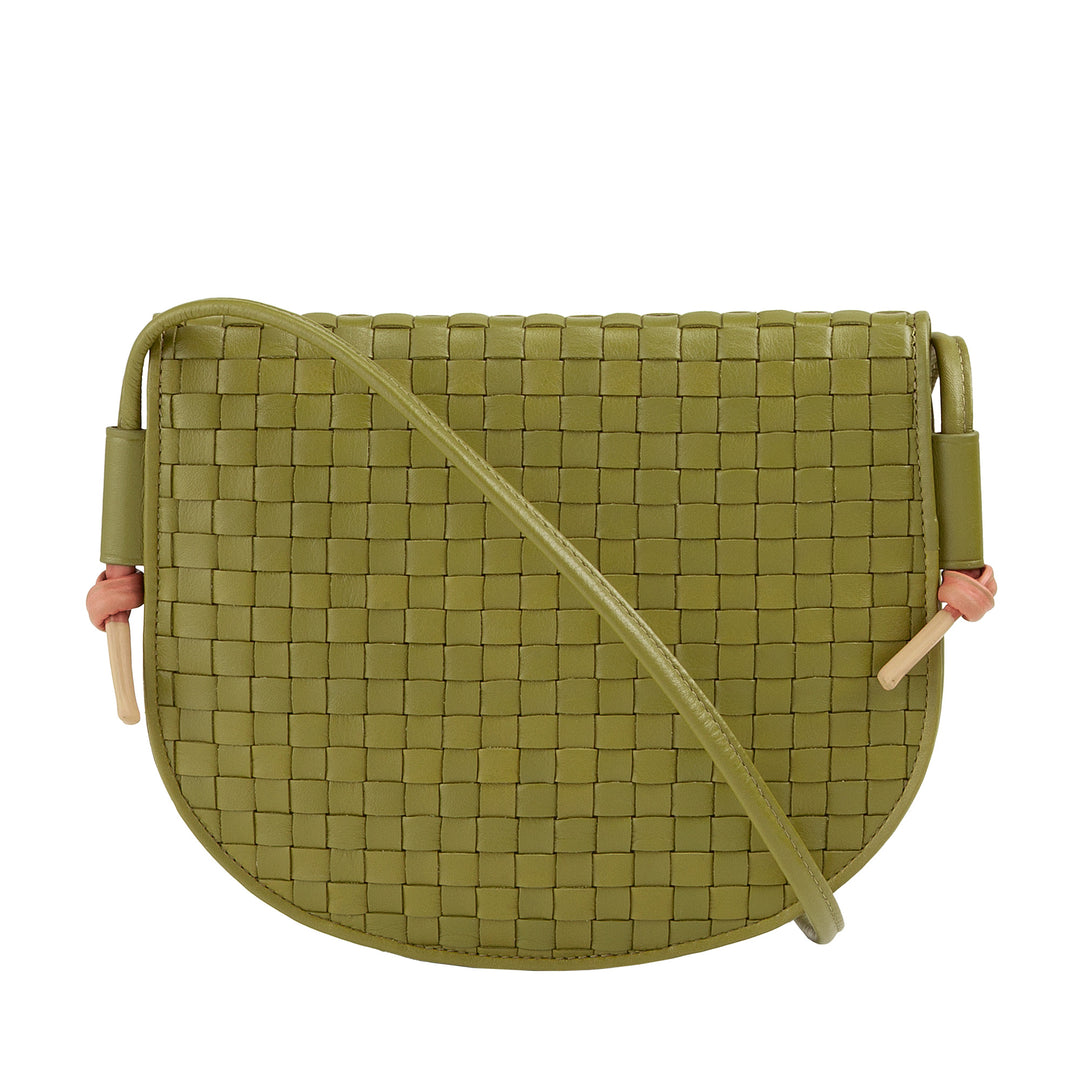 DUDU Borsa a Tracolla Piccola Intrecciata in Vera Pelle con Patta – Borsa Donna a Spalla Elegante Artigianale, Borsetta Crossbody Versatile per Uso Quotidiano ed Eventi