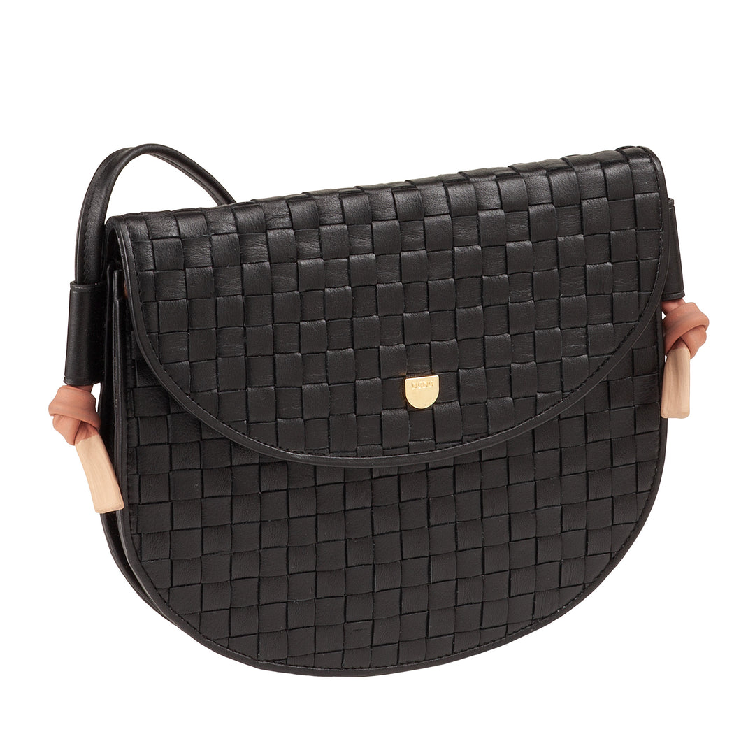 DUDU Borsa a Tracolla Piccola Intrecciata in Vera Pelle con Patta – Borsa Donna a Spalla Elegante Artigianale, Borsetta Crossbody Versatile per Uso Quotidiano ed Eventi