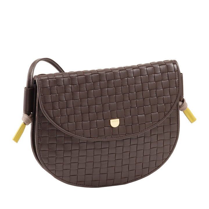 DUDU Borsa a Tracolla Piccola Intrecciata in Vera Pelle con Patta – Borsa Donna a Spalla Elegante Artigianale, Borsetta Crossbody Versatile per Uso Quotidiano ed Eventi