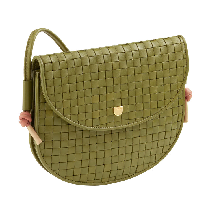 DUDU Borsa a Tracolla Piccola Intrecciata in Vera Pelle con Patta – Borsa Donna a Spalla Elegante Artigianale, Borsetta Crossbody Versatile per Uso Quotidiano ed Eventi