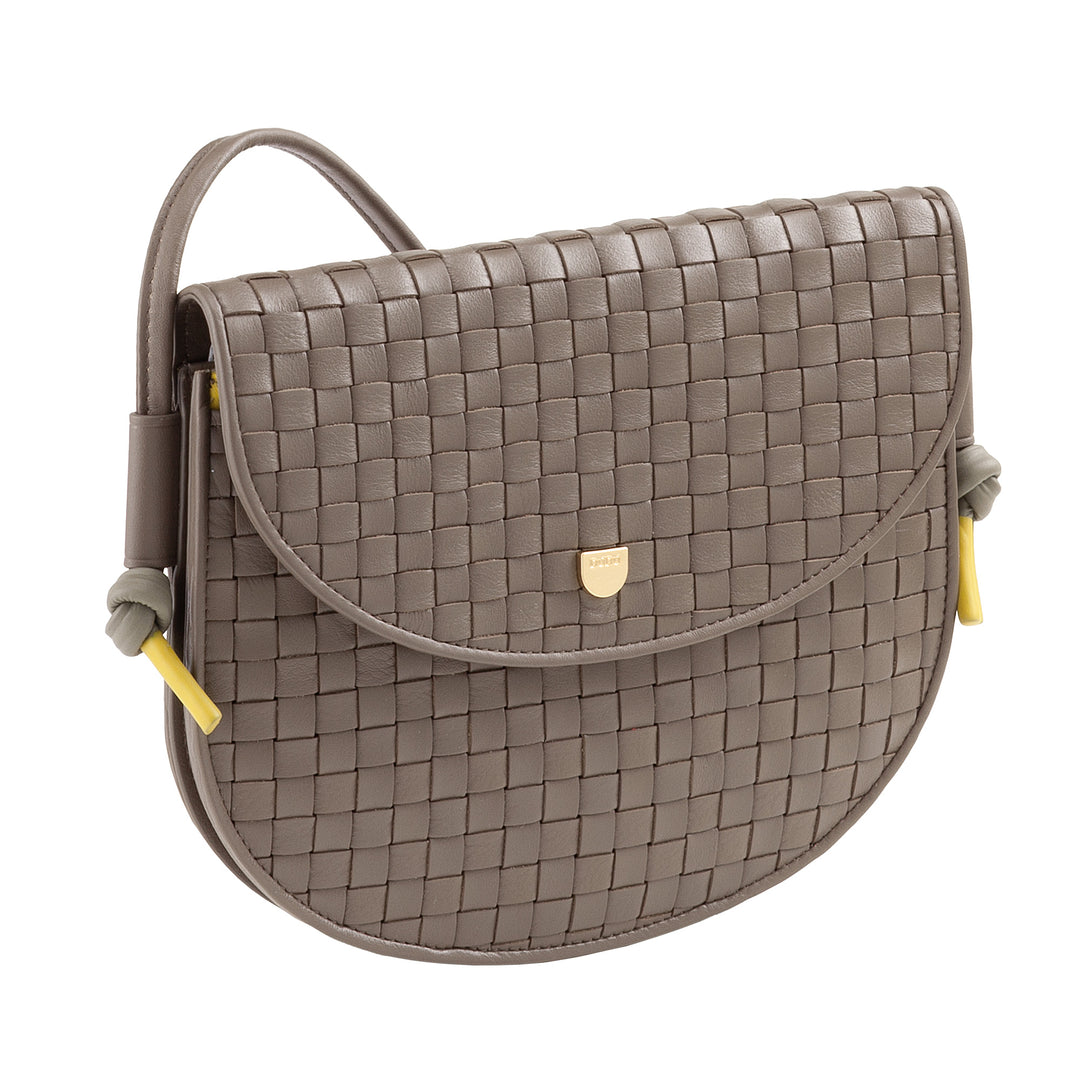 DUDU Borsa a Tracolla Piccola Intrecciata in Vera Pelle con Patta – Borsa Donna a Spalla Elegante Artigianale, Borsetta Crossbody Versatile per Uso Quotidiano ed Eventi