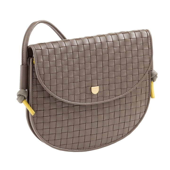 DUDU Borsa a Tracolla Piccola Intrecciata in Vera Pelle con Patta – Borsa Donna a Spalla Elegante Artigianale, Borsetta Crossbody Versatile per Uso Quotidiano ed Eventi