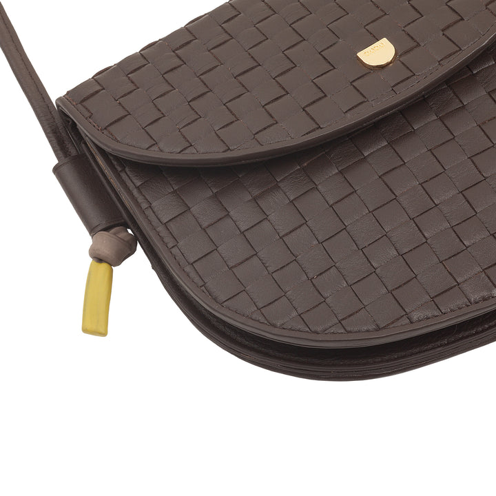 DUDU Borsa a Tracolla Piccola Intrecciata in Vera Pelle con Patta – Borsa Donna a Spalla Elegante Artigianale, Borsetta Crossbody Versatile per Uso Quotidiano ed Eventi