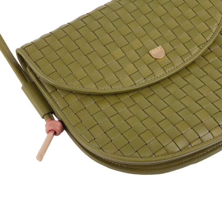 DUDU Borsa a Tracolla Piccola Intrecciata in Vera Pelle con Patta – Borsa Donna a Spalla Elegante Artigianale, Borsetta Crossbody Versatile per Uso Quotidiano ed Eventi