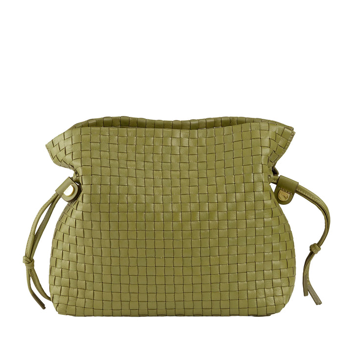 DUDU Borsa a Tracolla Donna in Pelle Intrecciata con Coulisse, Morbida e Capiente, Tracolla Regolabile, Chiusura Magnetica, Stile Elegante e Artigianale