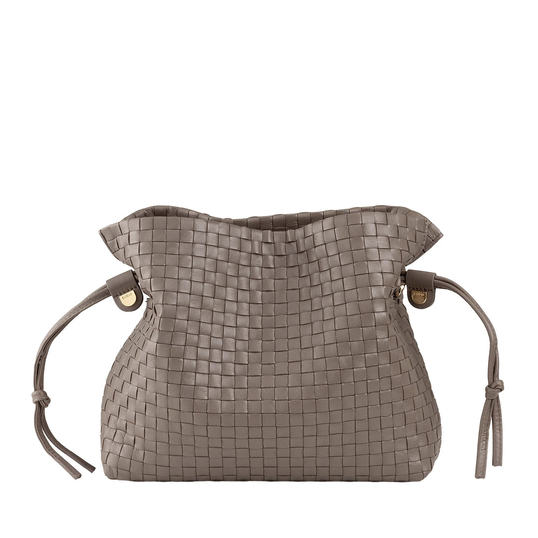 DUDU Borsa a Tracolla Donna in Pelle Intrecciata con Coulisse, Morbida e Capiente, Tracolla Regolabile, Chiusura Magnetica, Stile Elegante e Artigianale