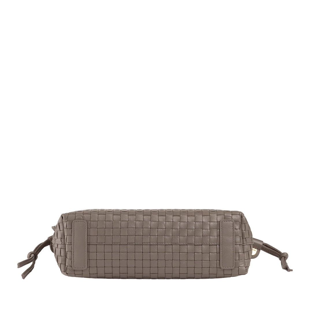 DUDU Borsa a Tracolla Donna in Pelle Intrecciata con Coulisse, Morbida e Capiente, Tracolla Regolabile, Chiusura Magnetica, Stile Elegante e Artigianale