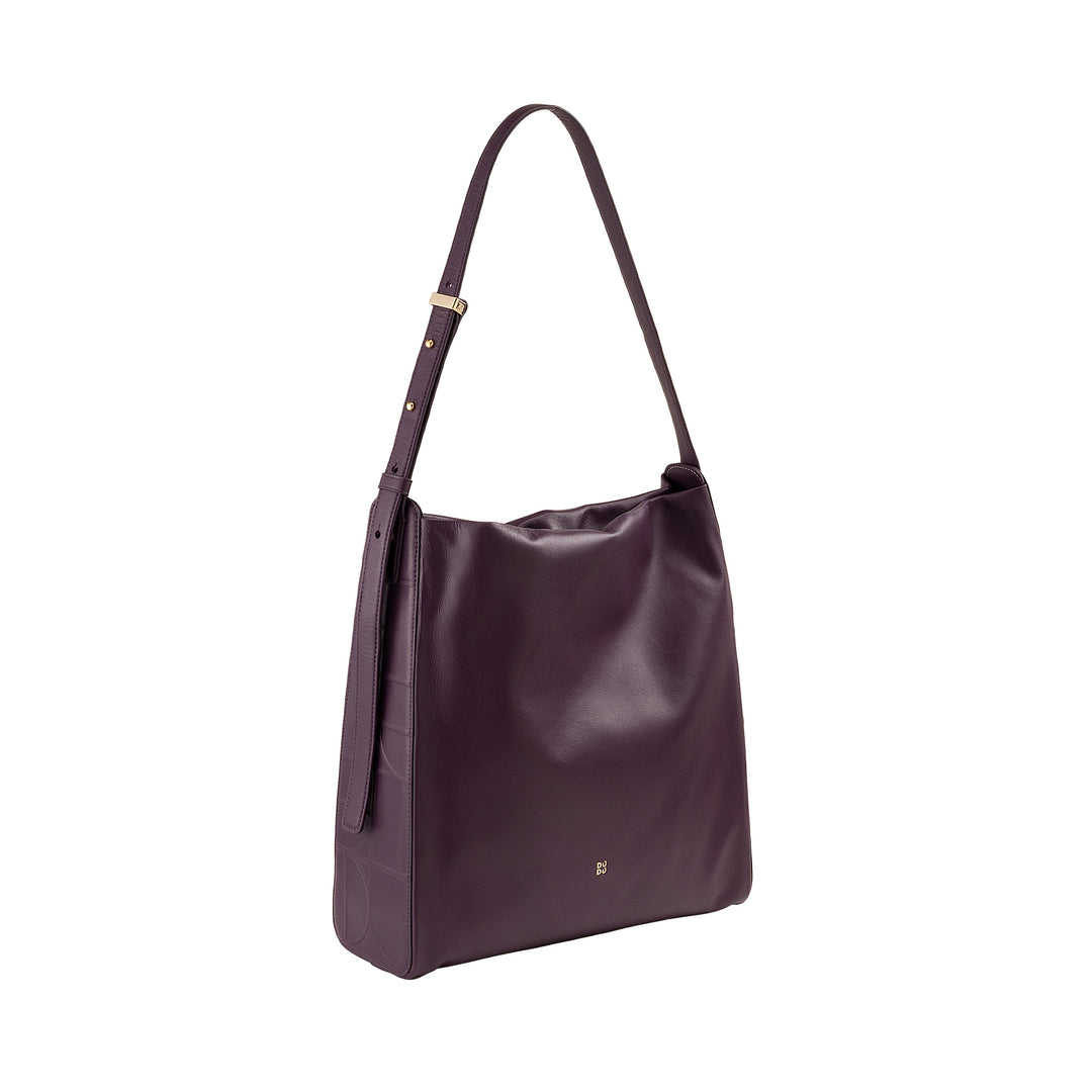 DUDU Borsa Donna a Spalla Trapezoidale in Vera Pelle, Borsa a Trapezio con Tracolla Regolabile – Elegante, Spaziosa per Tempo Libero, Lavoro, Sera