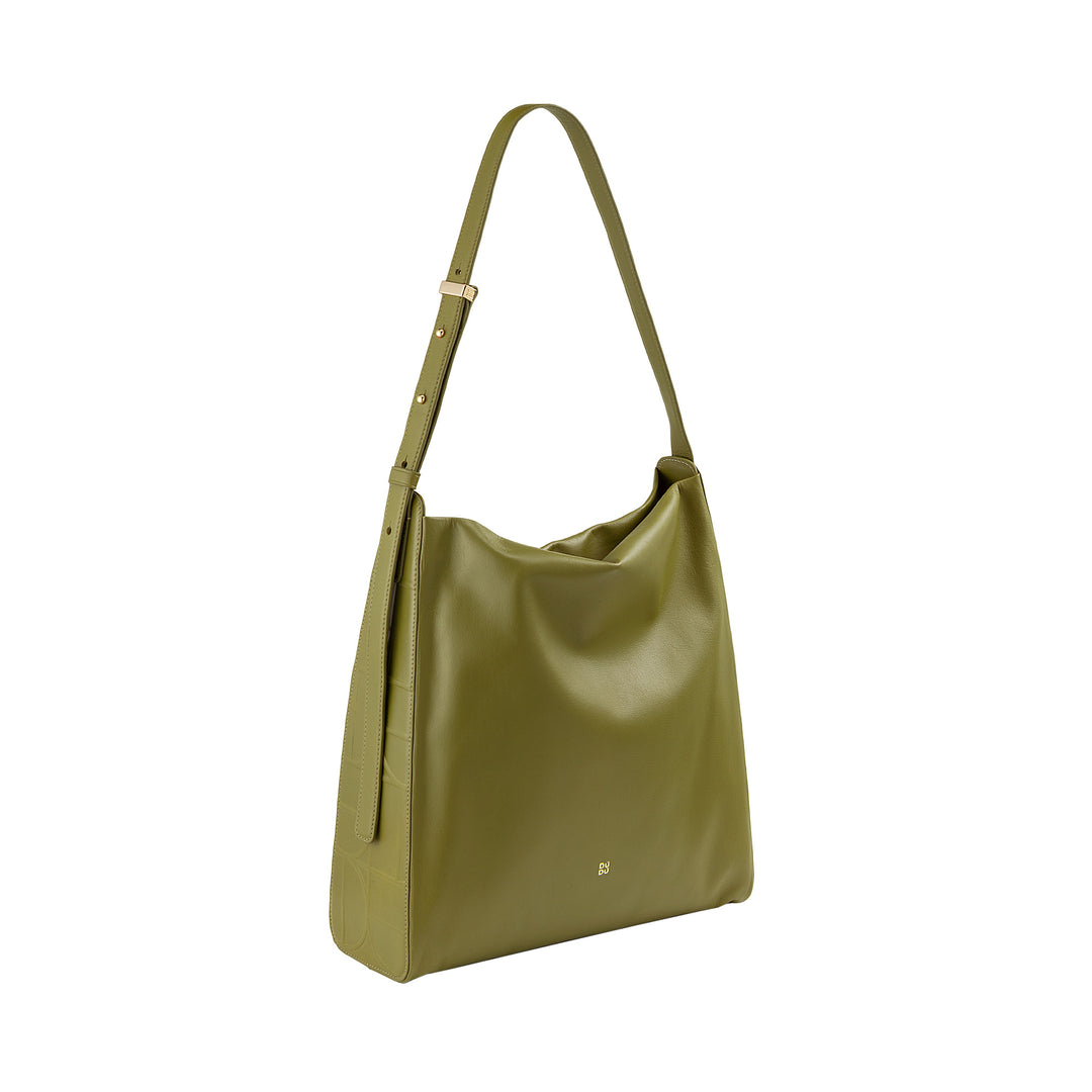 DUDU Borsa Donna a Spalla Trapezoidale in Vera Pelle, Borsa a Trapezio con Tracolla Regolabile – Elegante, Spaziosa per Tempo Libero, Lavoro, Sera