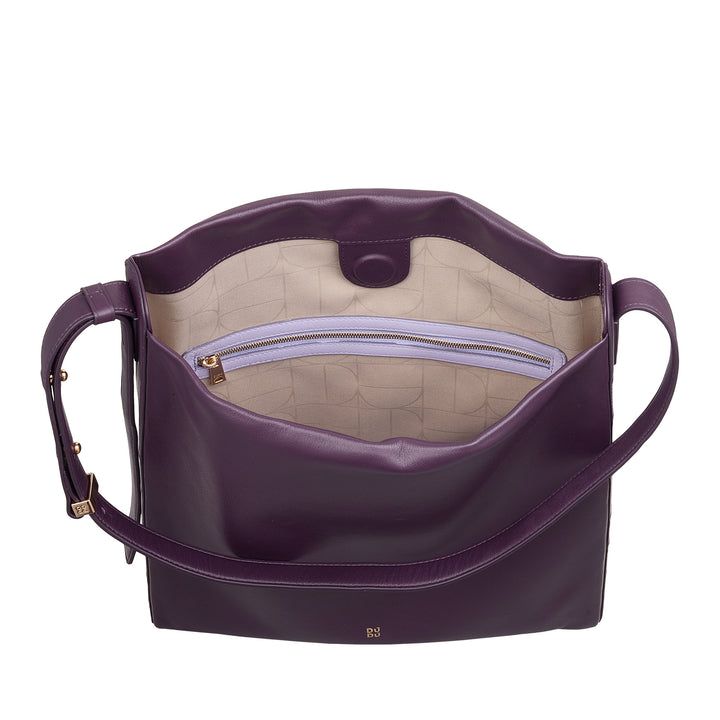 DUDU Borsa Donna a Spalla Trapezoidale in Vera Pelle, Borsa a Trapezio con Tracolla Regolabile – Elegante, Spaziosa per Tempo Libero, Lavoro, Sera