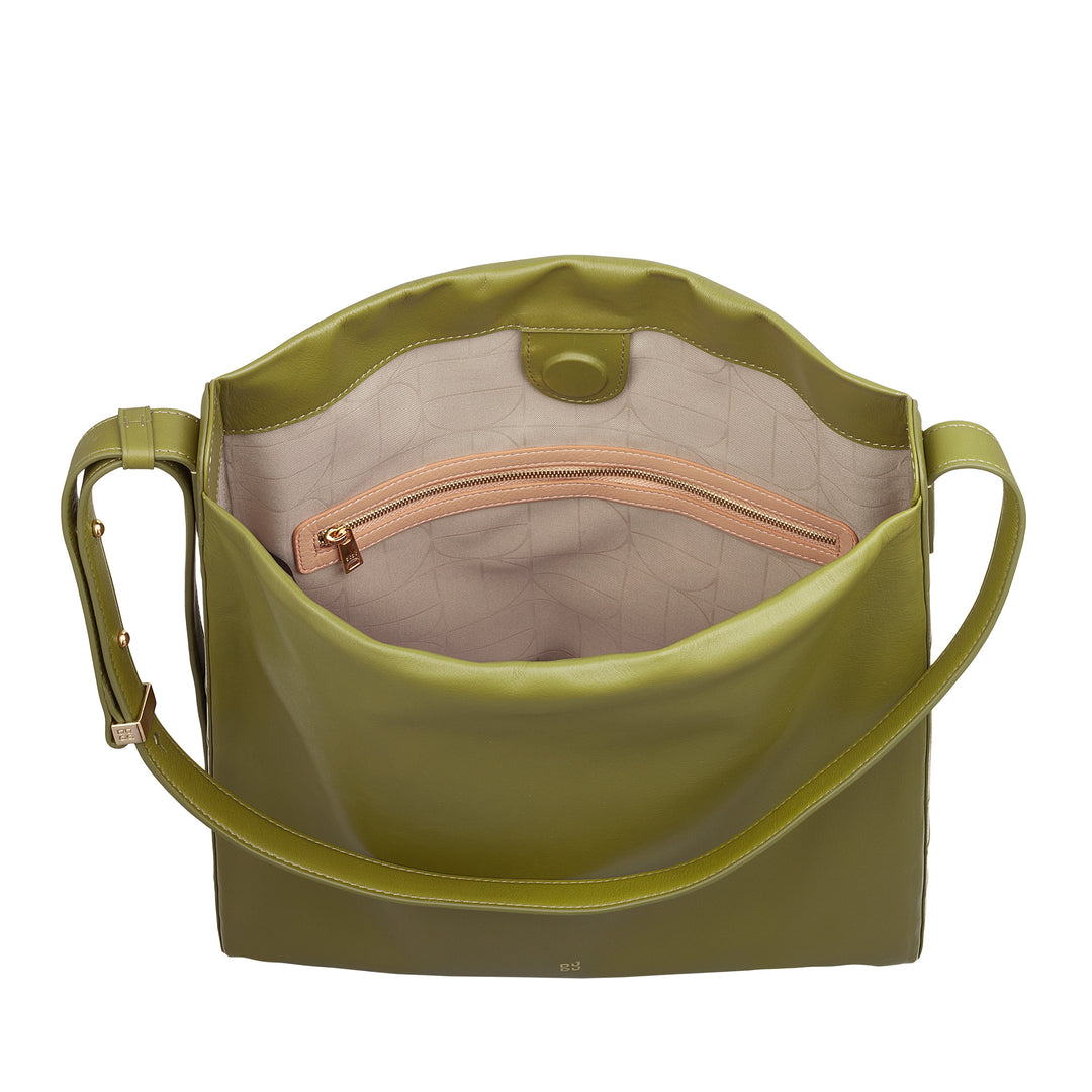 DUDU Borsa Donna a Spalla Trapezoidale in Vera Pelle, Borsa a Trapezio con Tracolla Regolabile – Elegante, Spaziosa per Tempo Libero, Lavoro, Sera