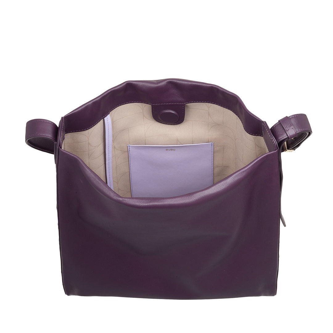 DUDU Borsa Donna a Spalla Trapezoidale in Vera Pelle, Borsa a Trapezio con Tracolla Regolabile – Elegante, Spaziosa per Tempo Libero, Lavoro, Sera