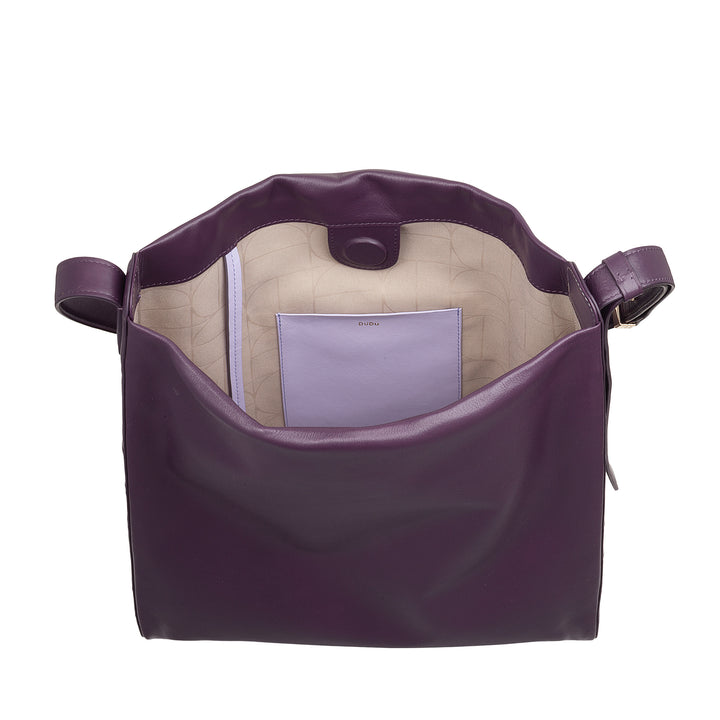 DUDU Borsa Donna a Spalla Trapezoidale in Vera Pelle, Borsa a Trapezio con Tracolla Regolabile – Elegante, Spaziosa per Tempo Libero, Lavoro, Sera