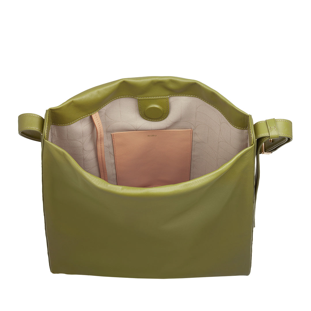 DUDU Borsa Donna a Spalla Trapezoidale in Vera Pelle, Borsa a Trapezio con Tracolla Regolabile – Elegante, Spaziosa per Tempo Libero, Lavoro, Sera