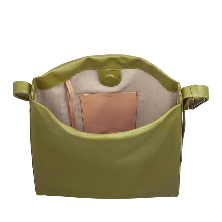 DUDU Borsa Donna a Spalla Trapezoidale in Vera Pelle, Borsa a Trapezio con Tracolla Regolabile – Elegante, Spaziosa per Tempo Libero, Lavoro, Sera
