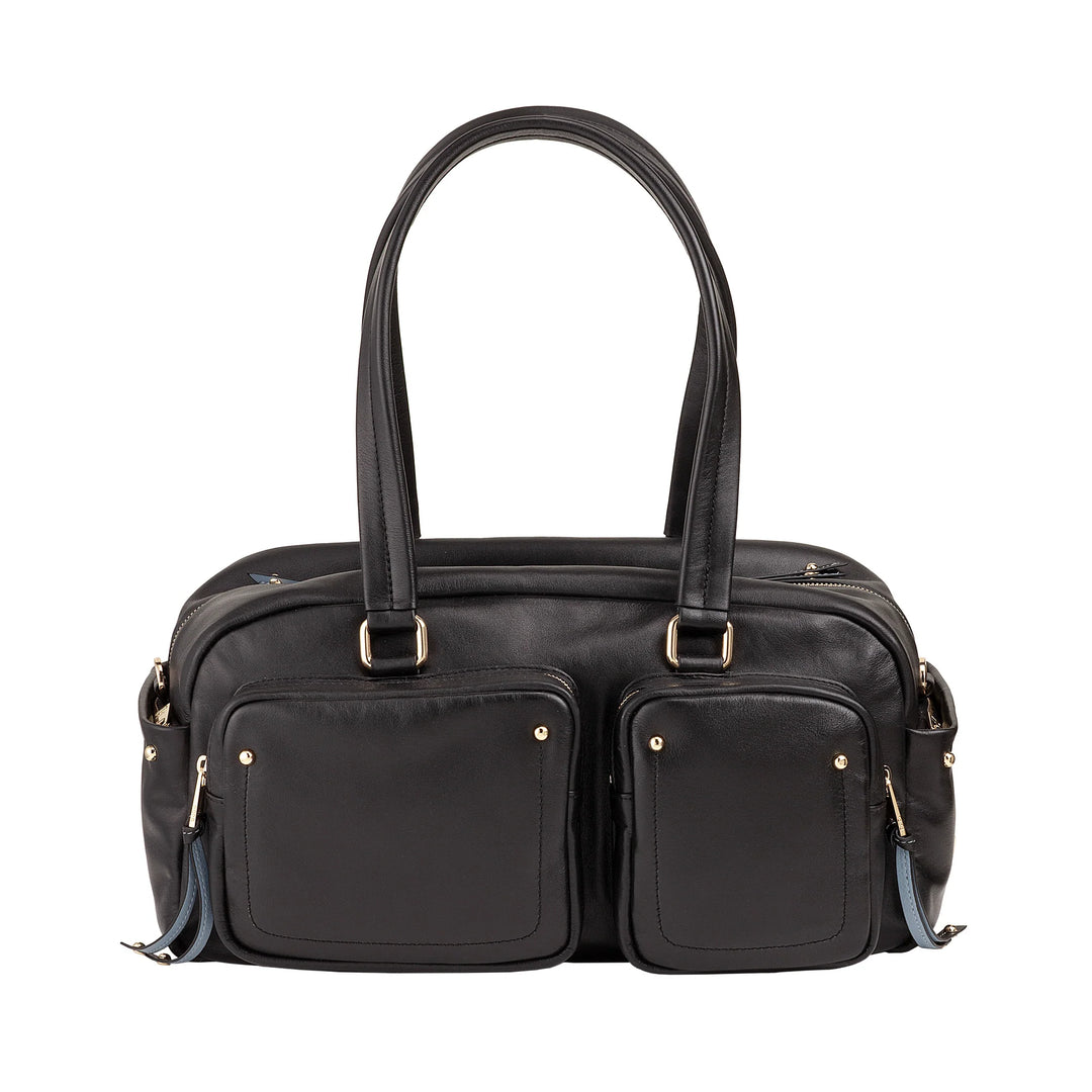 DUDU Borsa Bauletto Grande Donna in Pelle con Tasche Esterne e Tracolla Removibile, Capiente ed Elegante - Borsa a Mano e Spalla con Cerniera Zip, Stile Moderno