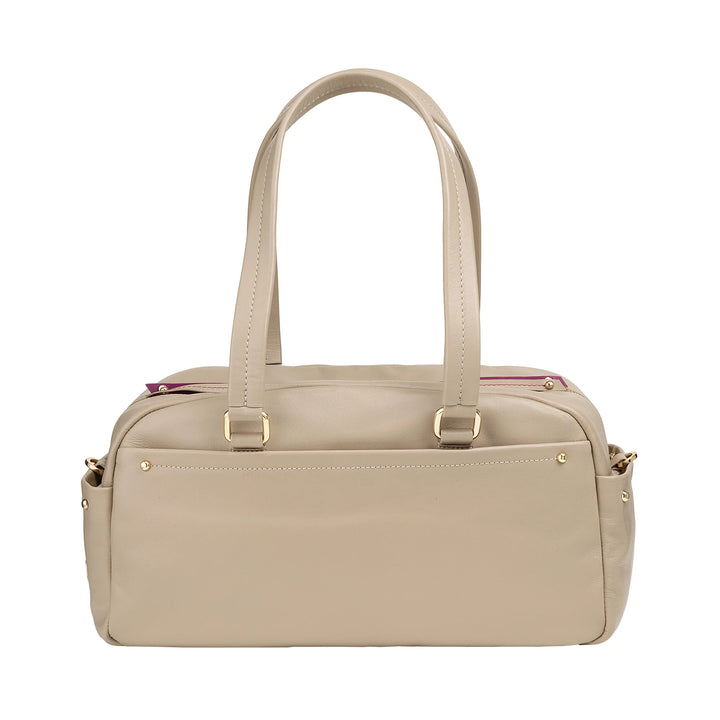 DUDU Borsa Bauletto Grande Donna in Pelle con Tasche Esterne e Tracolla Removibile, Capiente ed Elegante - Borsa a Mano e Spalla con Cerniera Zip, Stile Moderno