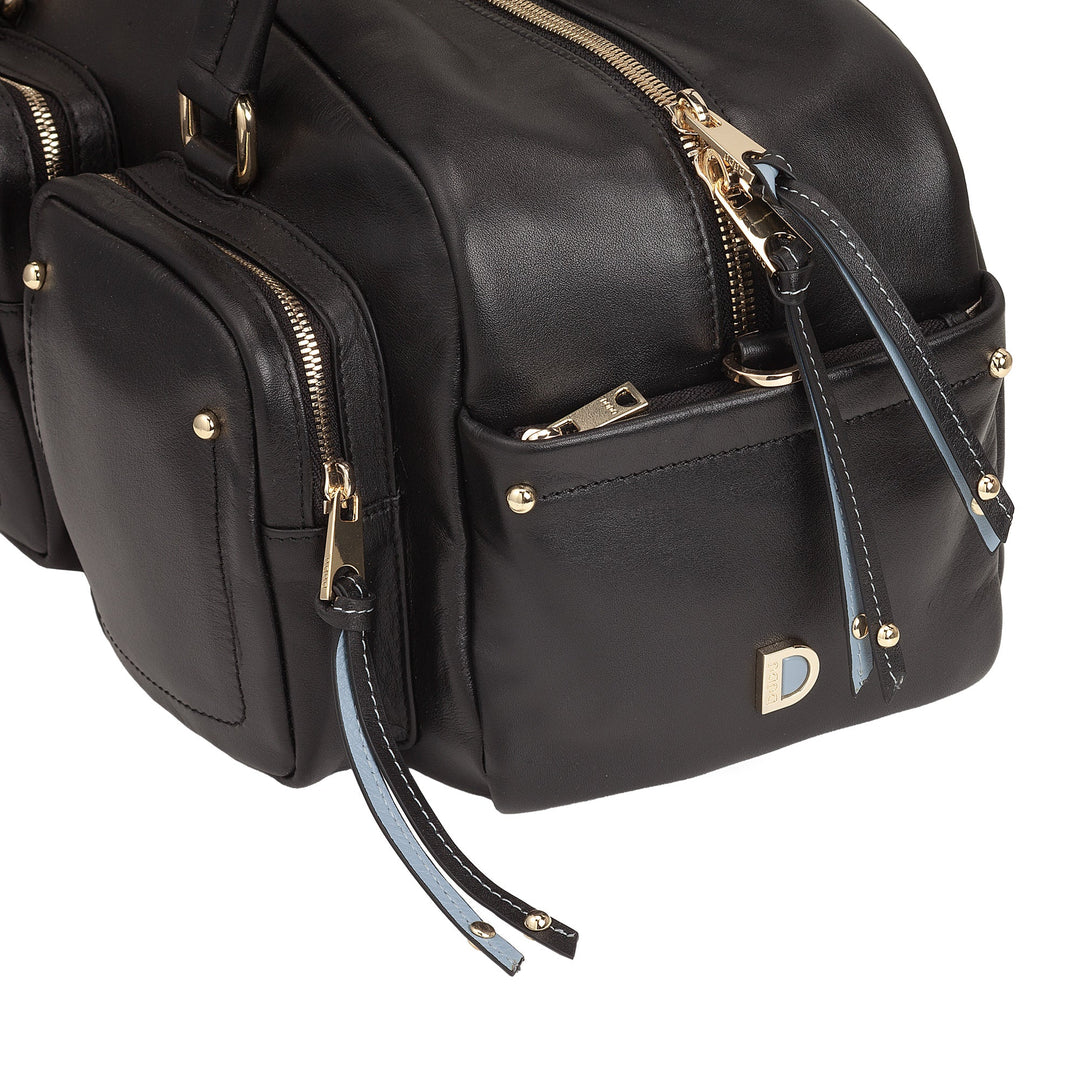 DUDU Borsa Bauletto Grande Donna in Pelle con Tasche Esterne e Tracolla Removibile, Capiente ed Elegante - Borsa a Mano e Spalla con Cerniera Zip, Stile Moderno