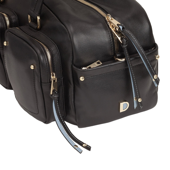 DUDU Borsa Bauletto Grande Donna in Pelle con Tasche Esterne e Tracolla Removibile, Capiente ed Elegante - Borsa a Mano e Spalla con Cerniera Zip, Stile Moderno
