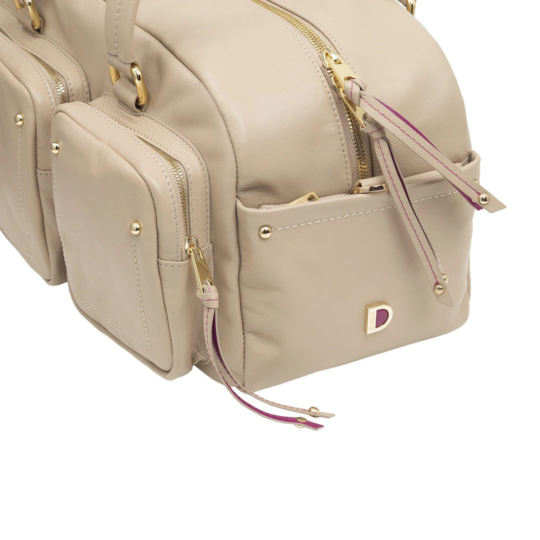 DUDU Borsa Bauletto Grande Donna in Pelle con Tasche Esterne e Tracolla Removibile, Capiente ed Elegante - Borsa a Mano e Spalla con Cerniera Zip, Stile Moderno