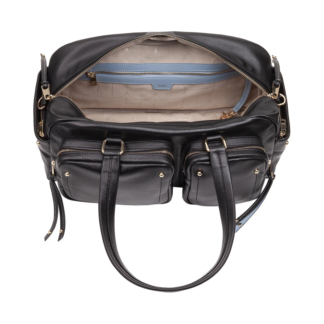 DUDU Borsa Bauletto Grande Donna in Pelle con Tasche Esterne e Tracolla Removibile, Capiente ed Elegante - Borsa a Mano e Spalla con Cerniera Zip, Stile Moderno