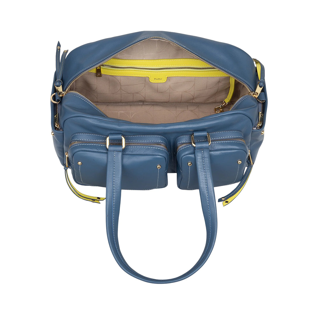 DUDU Borsa Bauletto Grande Donna in Pelle con Tasche Esterne e Tracolla Removibile, Capiente ed Elegante - Borsa a Mano e Spalla con Cerniera Zip, Stile Moderno