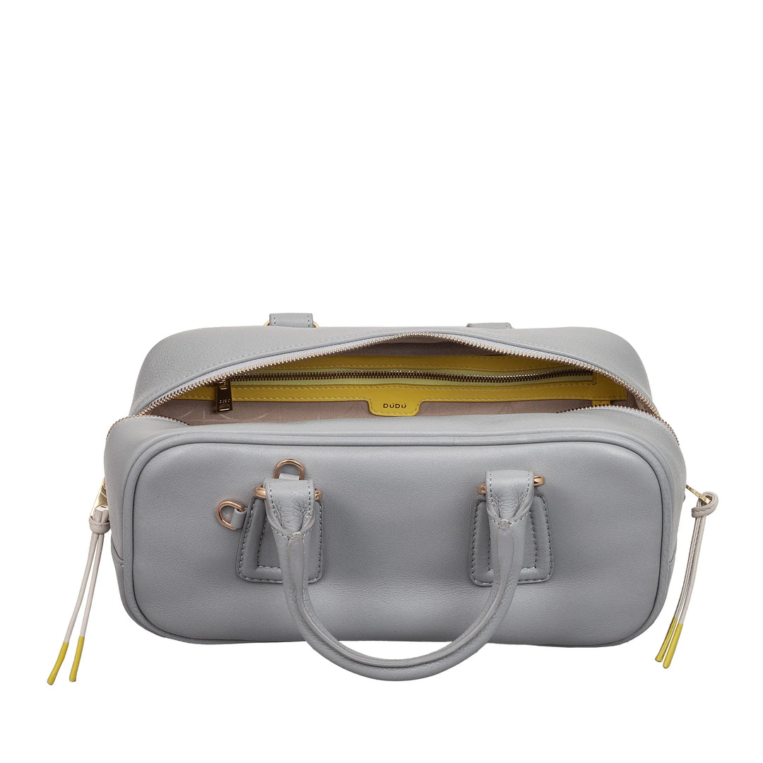 DUDU Borsa Bauletto Grande Donna in Pelle con Tracolla Removibile, Capiente ed Elegante - Borsa a Mano e Spalla con Cerniera Zip, Doppi Manici