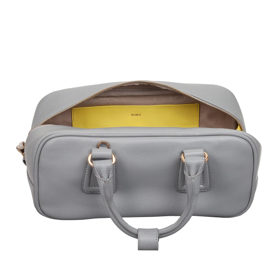 DUDU Borsa Bauletto Grande Donna in Pelle con Tracolla Removibile, Capiente ed Elegante - Borsa a Mano e Spalla con Cerniera Zip, Doppi Manici