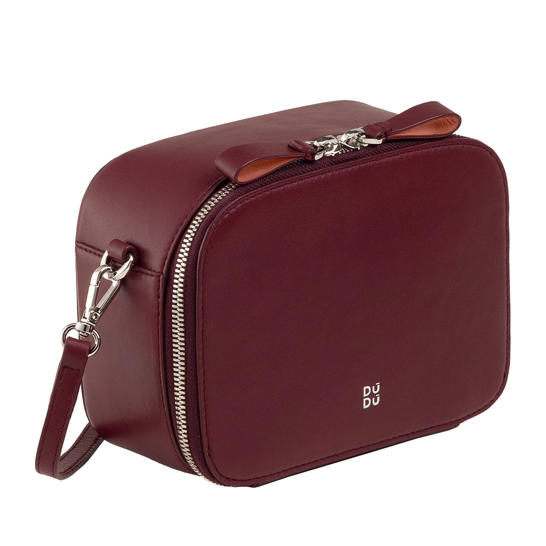 DUDU Borsa a Tracolla Donna Piccola in Pelle, Camera Bag con Doppia Tracolla, Chiusura a Cerniera, Borsa Design Compatto Elegante