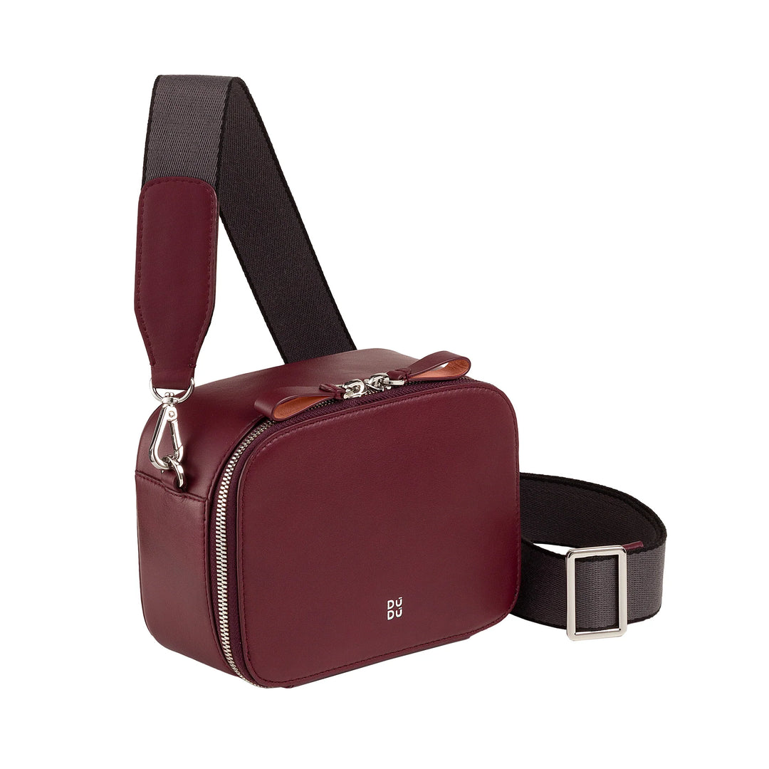 DUDU Borsa a Tracolla Donna Piccola in Pelle, Camera Bag con Doppia Tracolla, Chiusura a Cerniera, Borsa Design Compatto Elegante