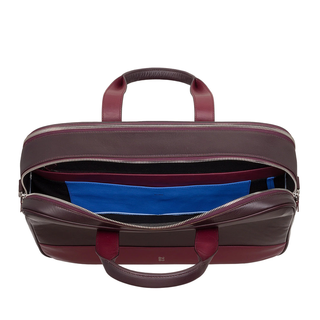 DUDU Borsa da Lavoro Uomo Donna in Pelle, Cartella Porta PC o MacBook fino 16 Pollici, Borsa Ventiquattrore Ufficio Porta Documenti con Tracolla, Manici e Doppia Cerniera