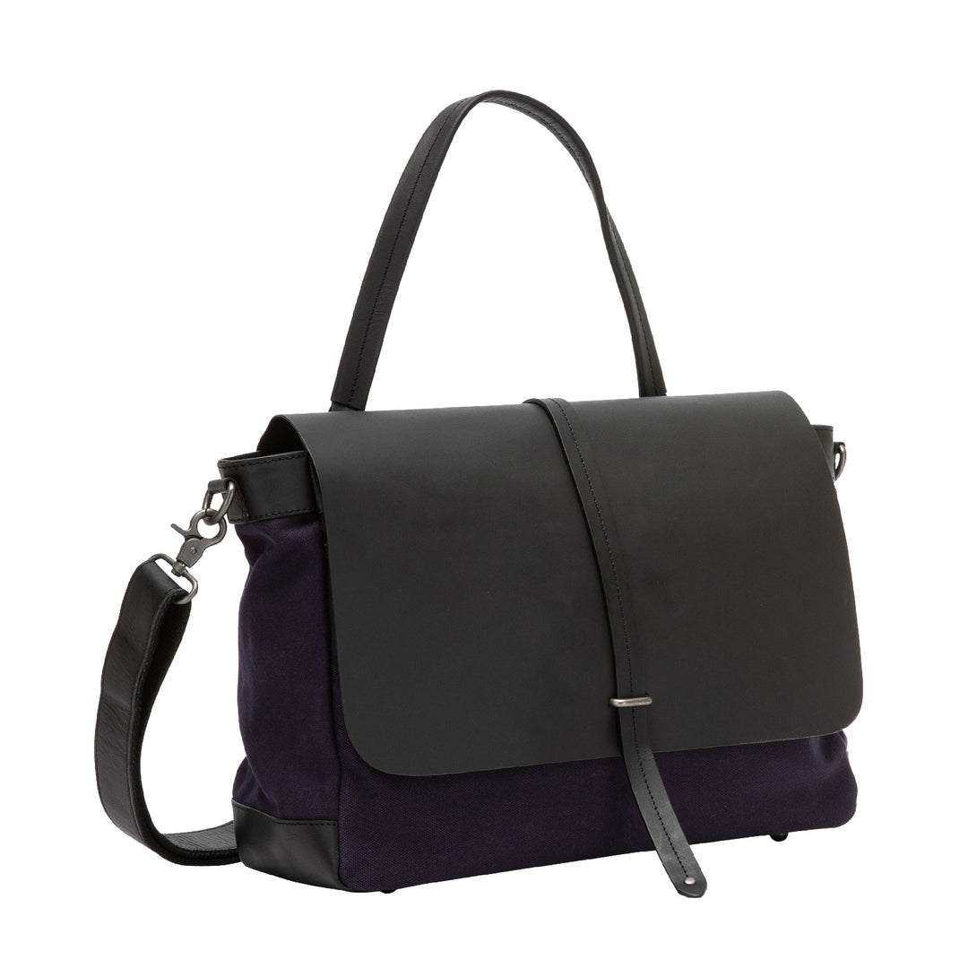 DUDU Borsa Donna Grande a Spalla in Pelle e Tessuto Canvas Bicolore da Postino con Tracolla staccabile