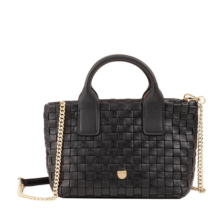 DUDU Borsa in Pelle Donna Piccola Intrecciata con Cerniera Zip – Mini Bag Elegante con Tracolla a Catena, Borsa a Spalla Borsetta a Mano Compatta e Raffinata