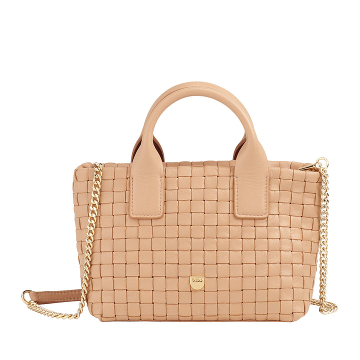 DUDU Borsa in Pelle Donna Piccola Intrecciata con Cerniera Zip – Mini Bag Elegante con Tracolla a Catena, Borsa a Spalla Borsetta a Mano Compatta e Raffinata