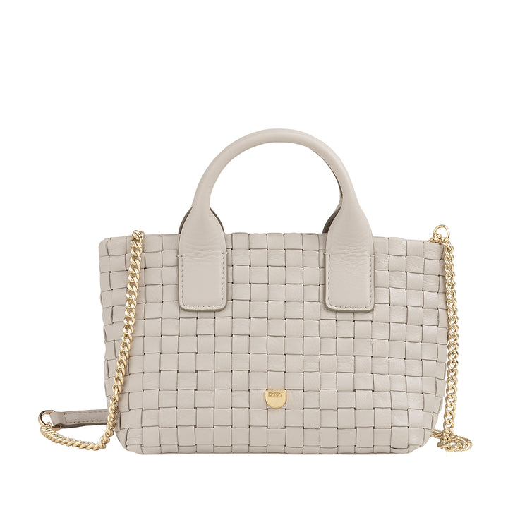 DUDU Borsa in Pelle Donna Piccola Intrecciata con Cerniera Zip – Mini Bag Elegante con Tracolla a Catena, Borsa a Spalla Borsetta a Mano Compatta e Raffinata