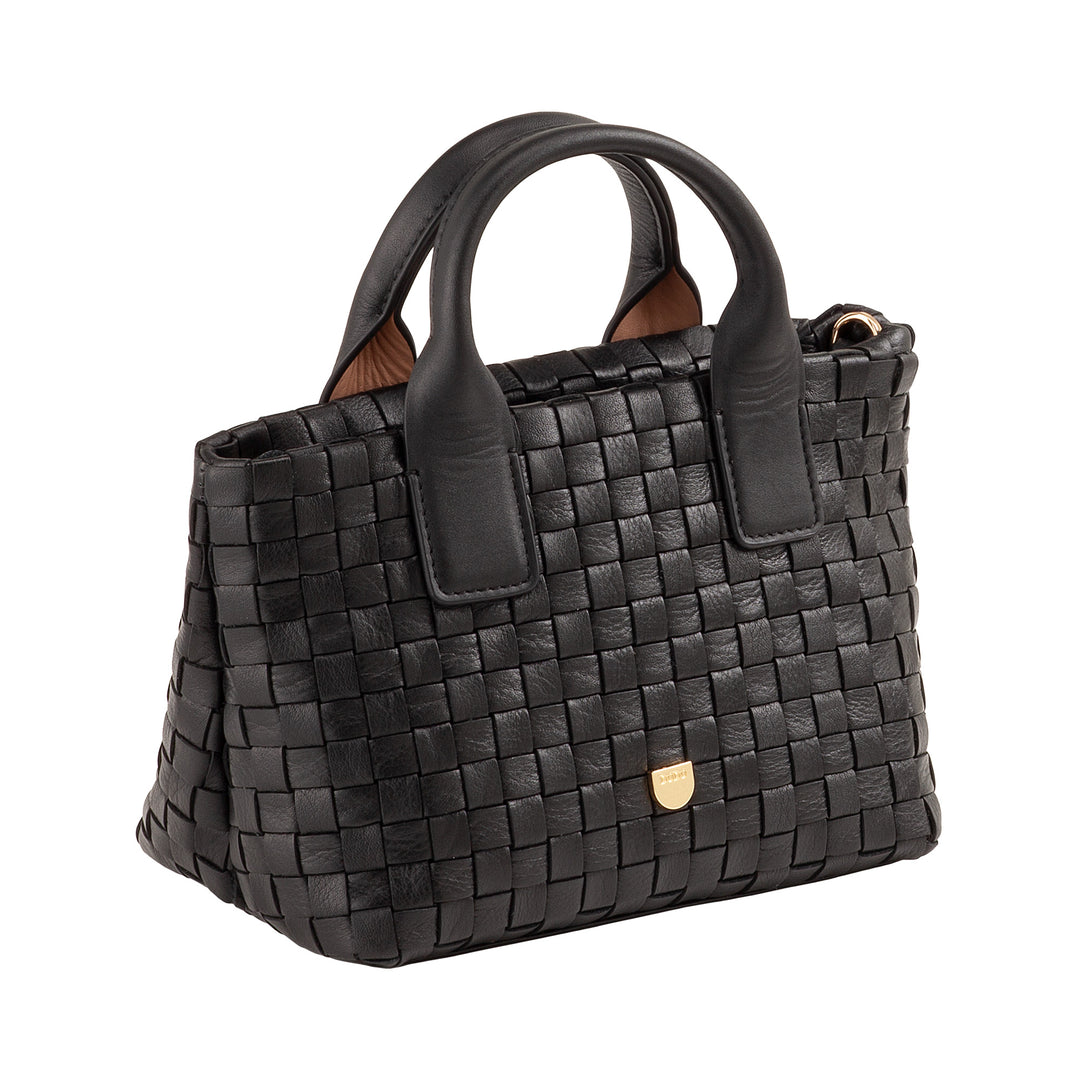 DUDU Borsa in Pelle Donna Piccola Intrecciata con Cerniera Zip – Mini Bag Elegante con Tracolla a Catena, Borsa a Spalla Borsetta a Mano Compatta e Raffinata