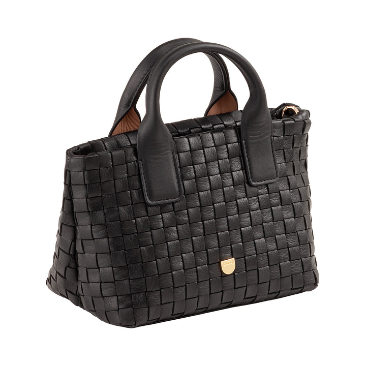 DUDU Borsa in Pelle Donna Piccola Intrecciata con Cerniera Zip – Mini Bag Elegante con Tracolla a Catena, Borsa a Spalla Borsetta a Mano Compatta e Raffinata