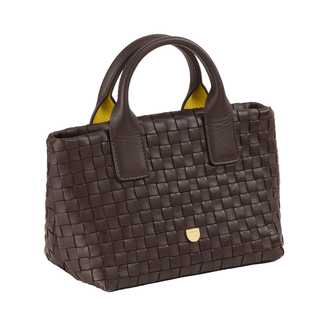 DUDU Borsa in Pelle Donna Piccola Intrecciata con Cerniera Zip – Mini Bag Elegante con Tracolla a Catena, Borsa a Spalla Borsetta a Mano Compatta e Raffinata
