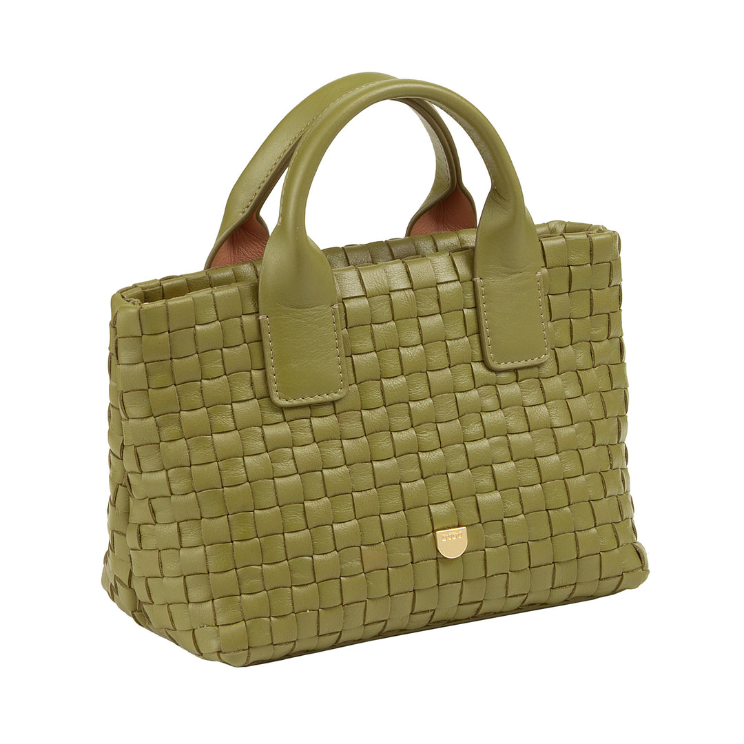 DUDU Borsa in Pelle Donna Piccola Intrecciata con Cerniera Zip – Mini Bag Elegante con Tracolla a Catena, Borsa a Spalla Borsetta a Mano Compatta e Raffinata