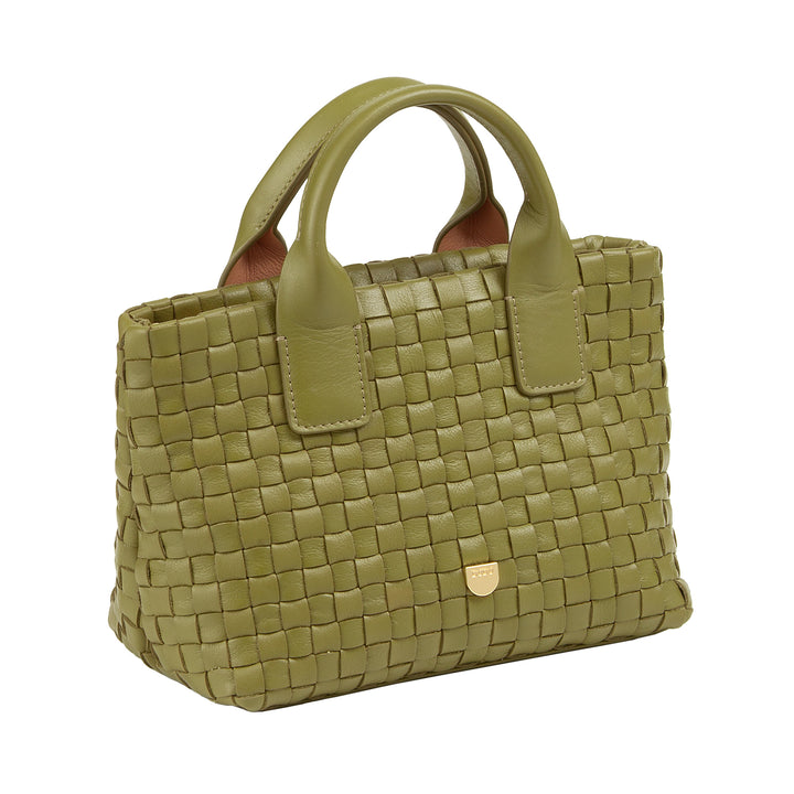 DUDU Borsa in Pelle Donna Piccola Intrecciata con Cerniera Zip – Mini Bag Elegante con Tracolla a Catena, Borsa a Spalla Borsetta a Mano Compatta e Raffinata
