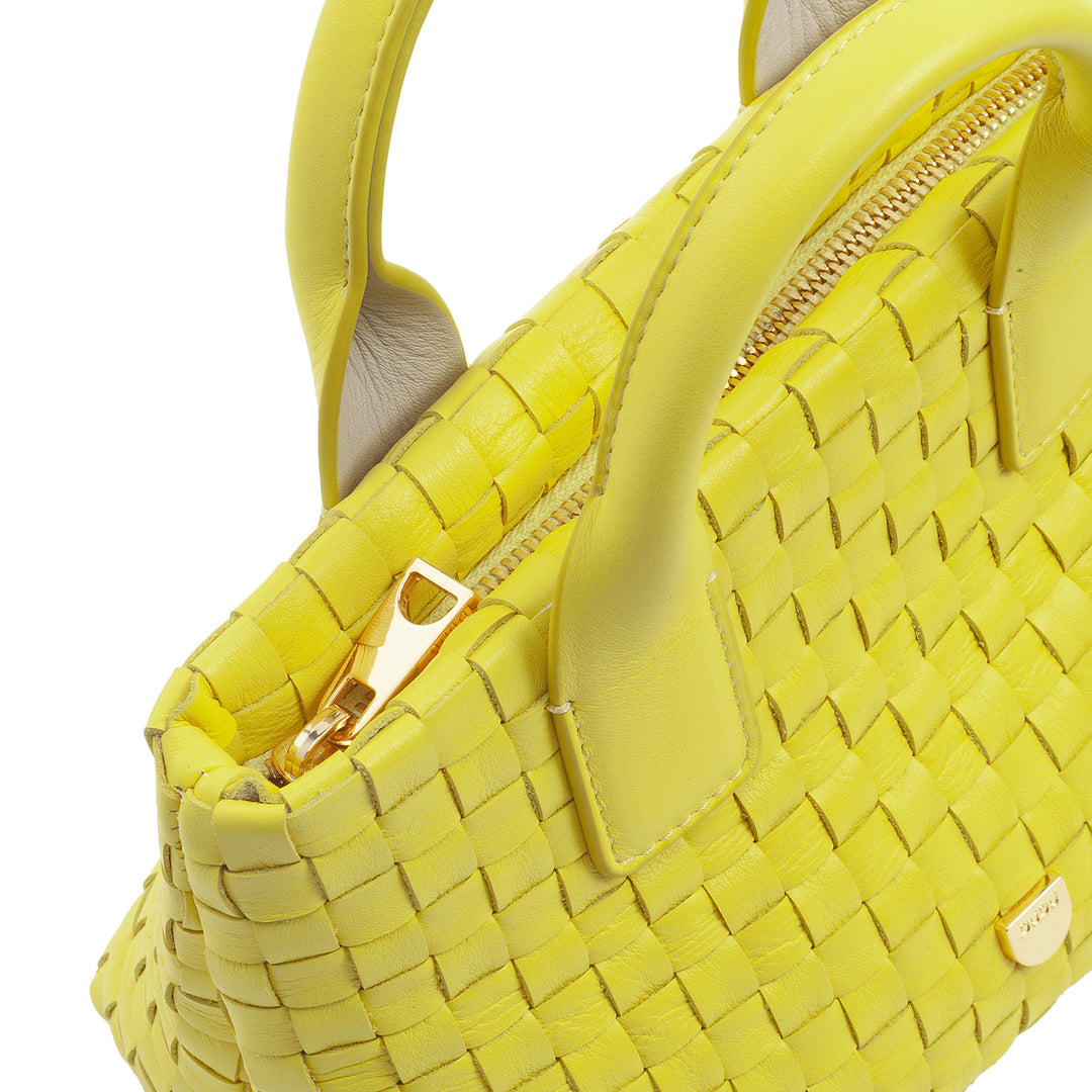 DUDU Borsa in Pelle Donna Piccola Intrecciata con Cerniera Zip – Mini Bag Elegante con Tracolla a Catena, Borsa a Spalla Borsetta a Mano Compatta e Raffinata